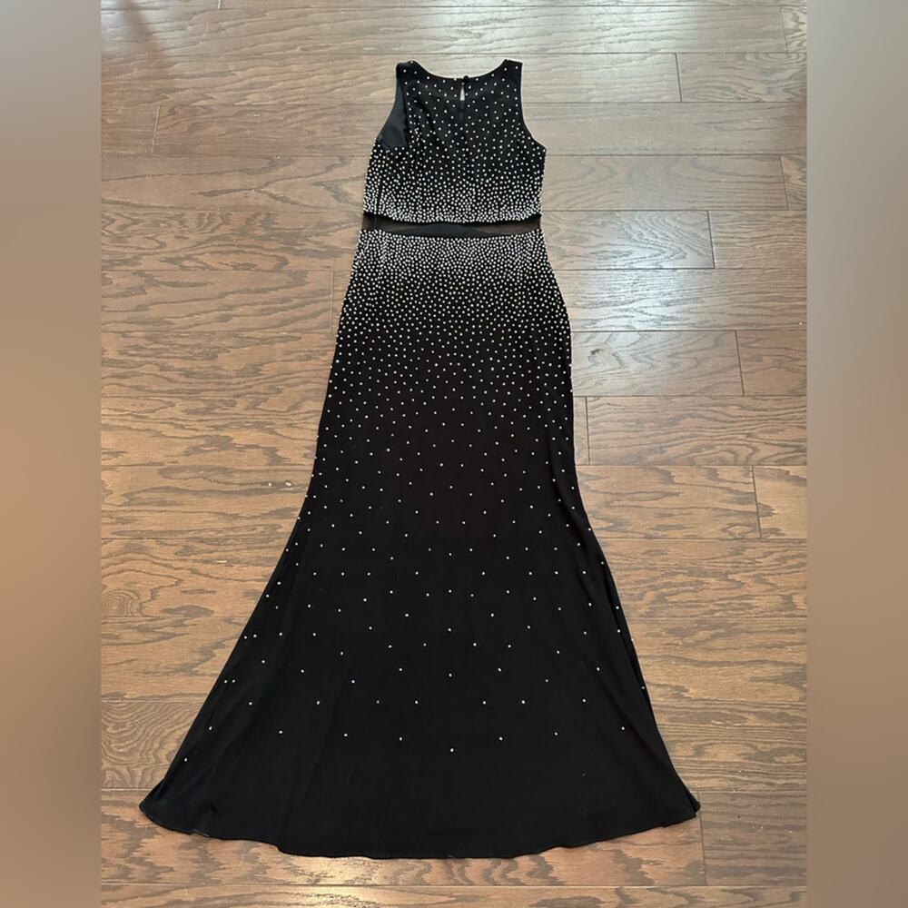 Xscape Black Long Formal Dress with Silver Beads Size 8 See Description - Picture 2 of 10